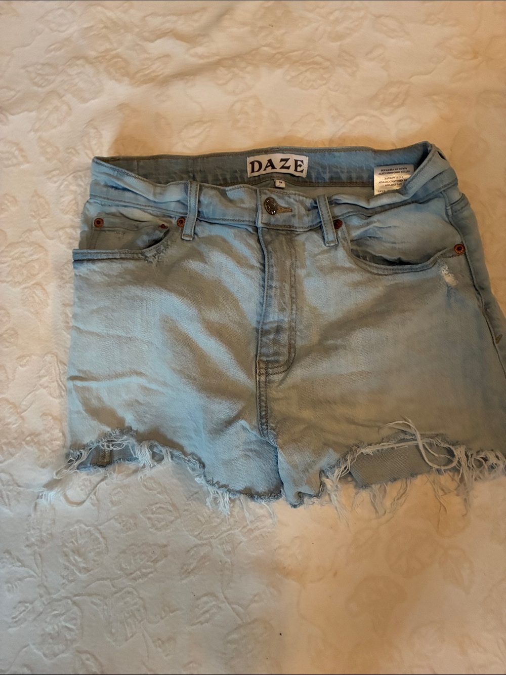 DAZE Light Wash Distressed Denim Jean Shorts